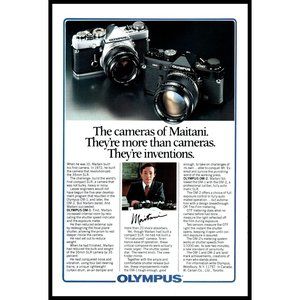 1981 Olympus OM-1 OM-2 35mm SLR Film Camera Vintage Print Ad Maitani Wall Art
